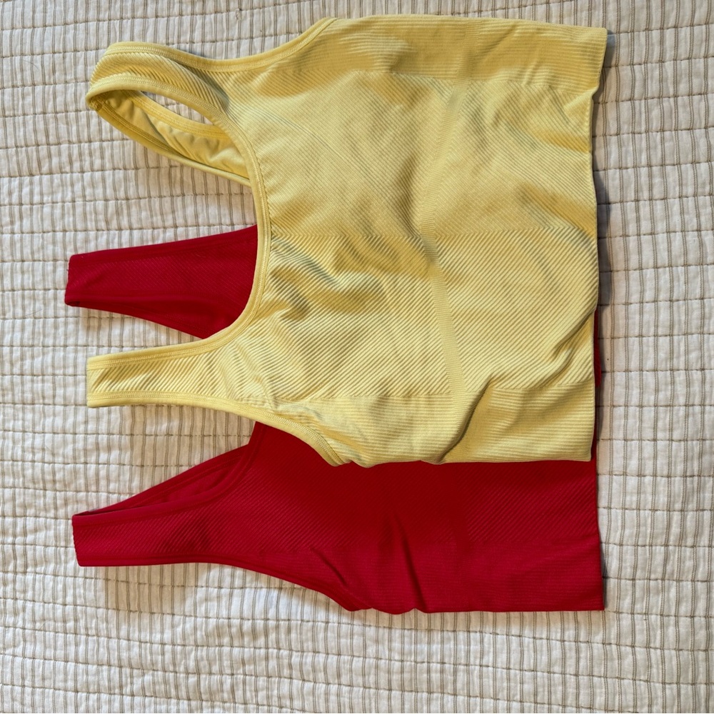 All in Motion Yellow and Red Crop Tops